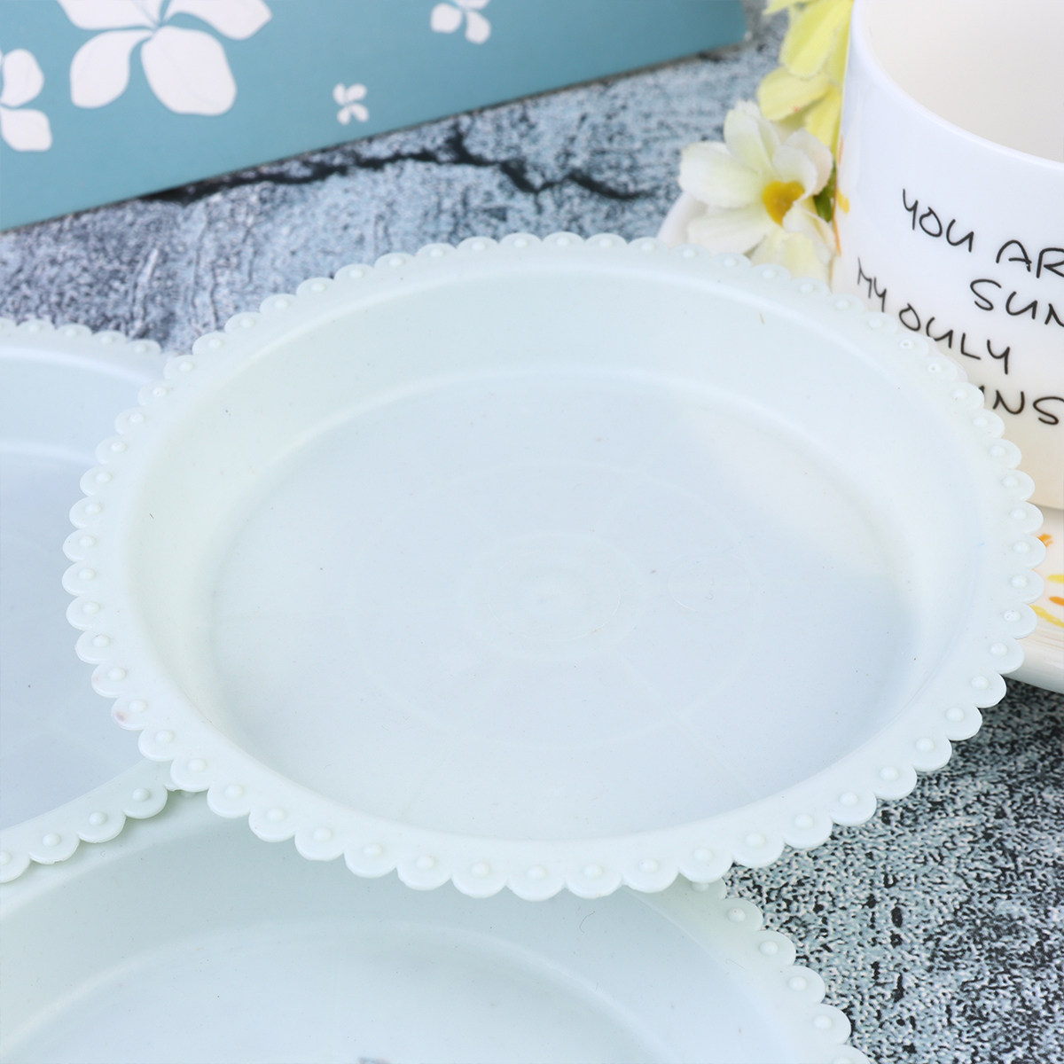 Drip Tray Saucer - 20個入り、丸型プランタートレイ、厚手プラスチック製、小型植物用、水受け皿、白