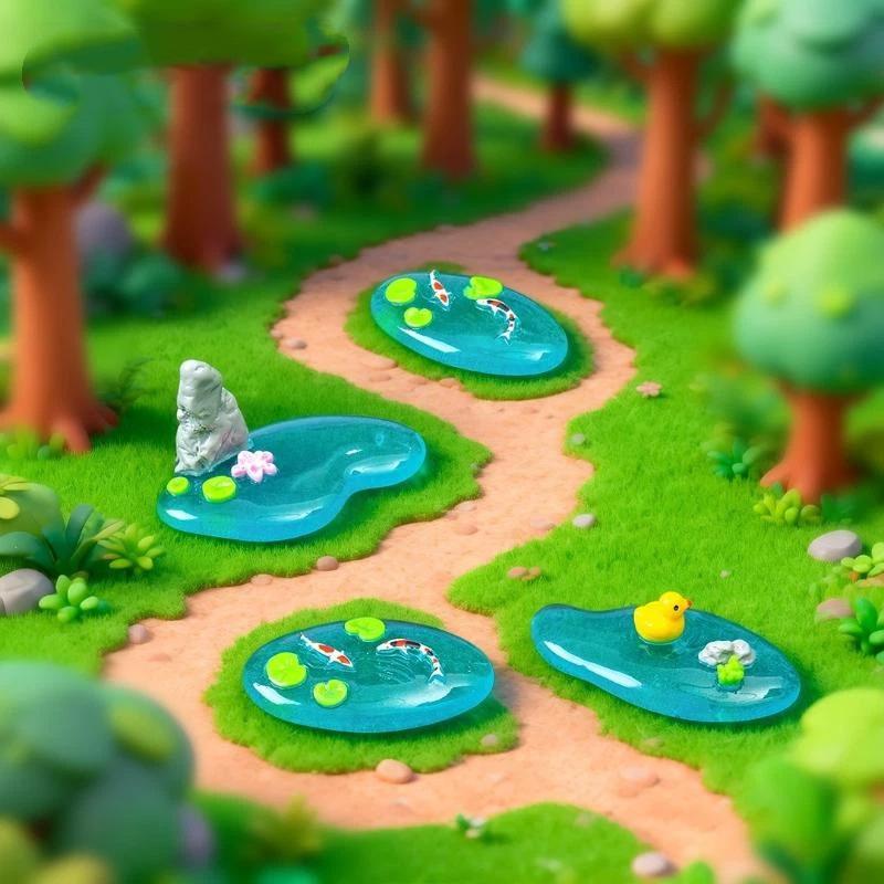鯉、アヒル、蓮のミニ樹脂製池の置物、滑らかな表面のマイクロオ - Bonsai Garden With Koi Pond のレビューと価格