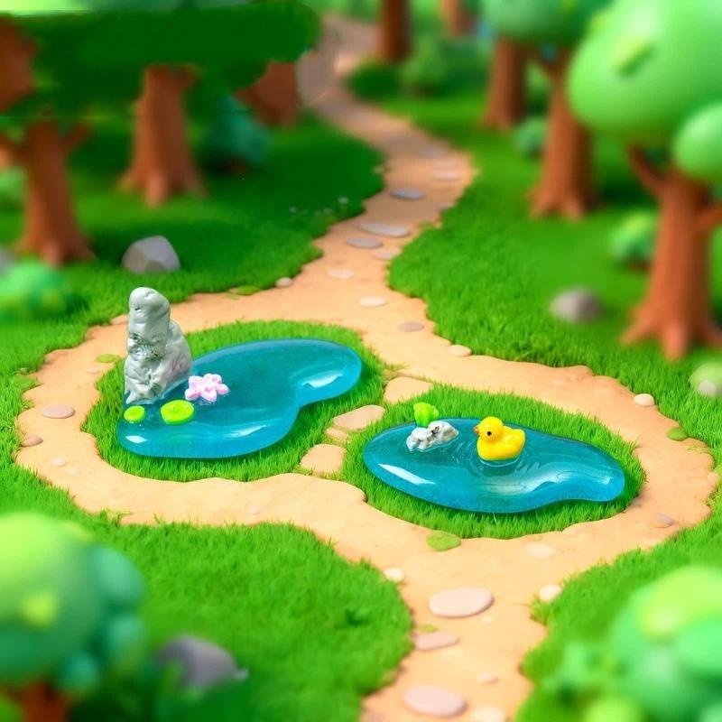 鯉、アヒル、蓮のミニ樹脂製池の置物、滑らかな表面のマイクロオ - Bonsai Garden With Koi Pond のレビューと価格