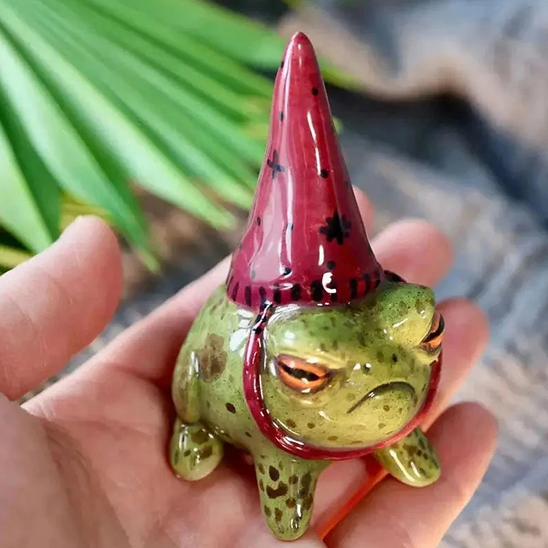 かわいいカエルの彫像庭用魔女帽子小さなカエル像置物屋外庭アー - Bonsai Garden Art のレビューと価格